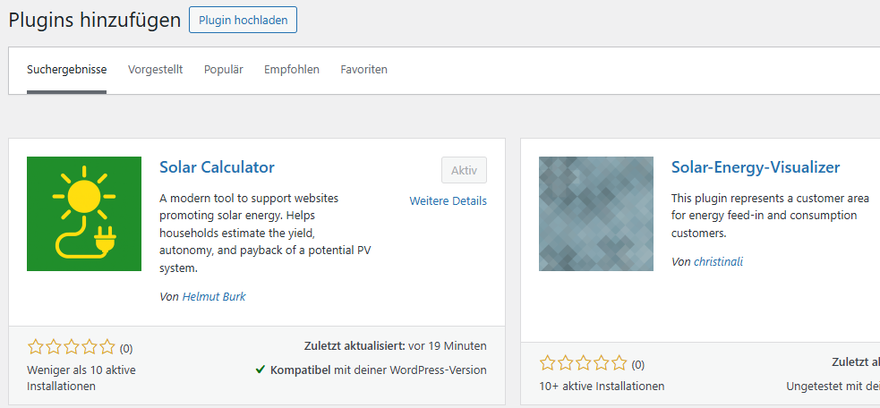 Wordpres Plugin Solar Calculator